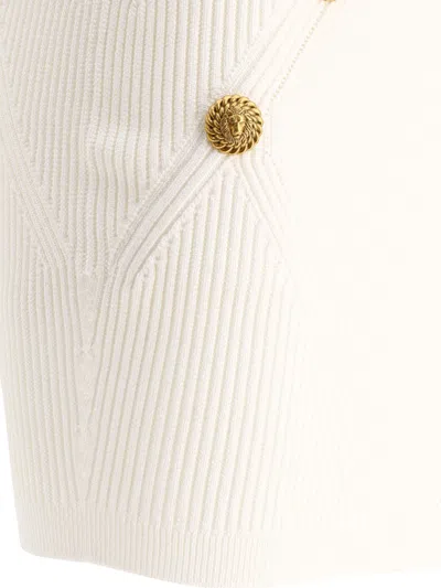 Balmain Knitted Skirt With Buttons Skirts White