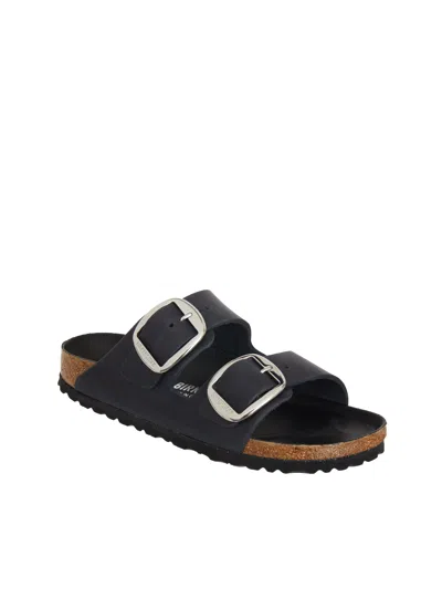 Birkenstock 'arizona' Black Sandals With Logo Lettering On The Buckle
