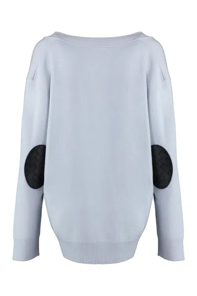Bottega Veneta Powder Blue Stretch Cashmere Blend Cardigan In Blue