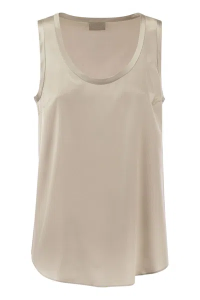 Brunello Cucinelli Reversible Stretch Silk Satin Top