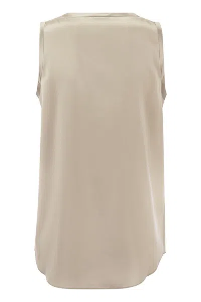 Brunello Cucinelli Reversible Stretch Silk Satin Top