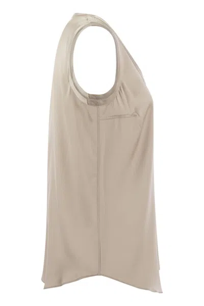 Brunello Cucinelli Reversible Stretch Silk Satin Top
