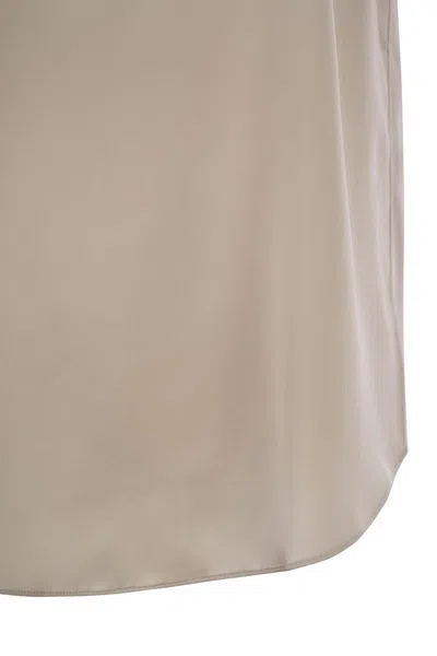 Brunello Cucinelli Reversible Stretch Silk Satin Top