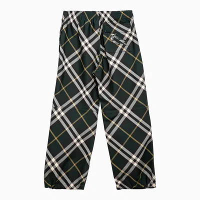 Burberry Men's Check Pattern Trousers With Elastic Waist And Drawstring