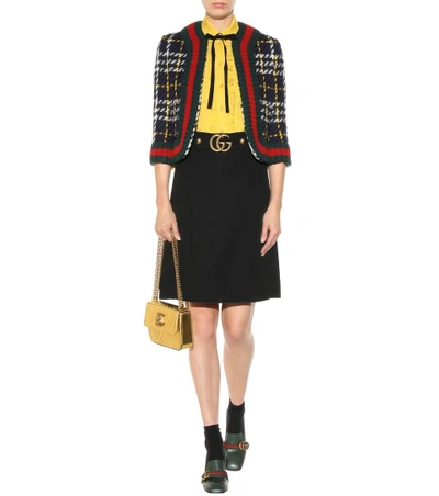 Shop Gucci Wool And Silk-blend Skirt In Llack