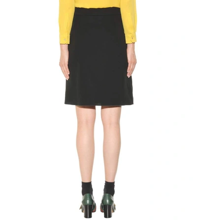 Shop Gucci Wool And Silk-blend Skirt In Llack
