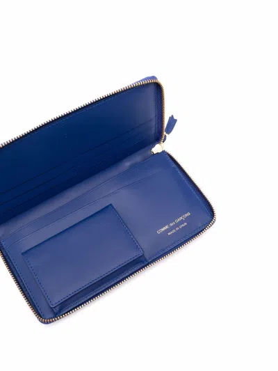 Comme Des Garçons Wallet Navy Polka Dot Raffia Purse