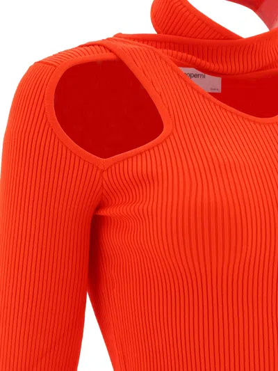 Coperni Red Top With Unique Cut-out Design And Ribbed Texture
