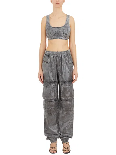 Diesel Top In Denim Con Micro Paillettes