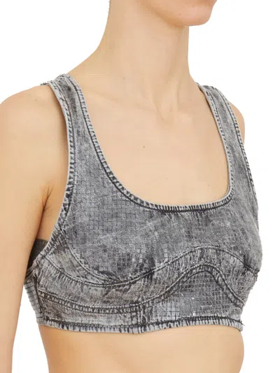 Diesel Top In Denim Con Micro Paillettes