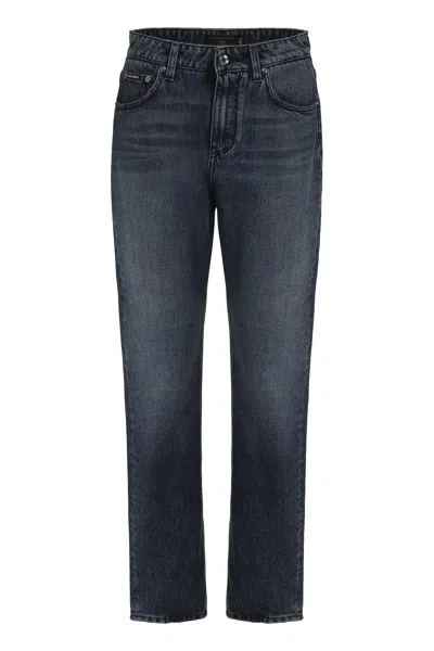 Dolce & Gabbana Black Mid-rise Straight-leg Jeans