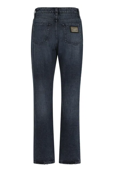 Dolce & Gabbana Black Mid-rise Straight-leg Jeans