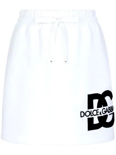 Dolce & Gabbana Minigonna In Jersey Con Patch Logo Dg