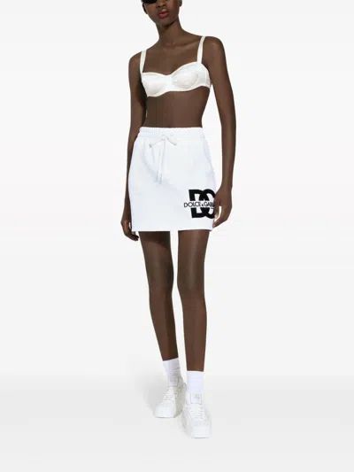 Dolce & Gabbana Minigonna In Jersey Con Patch Logo Dg