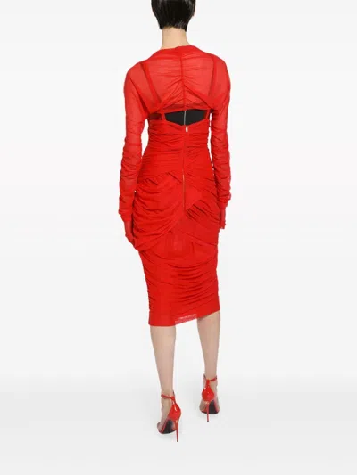 Dolce & Gabbana Draped Layered Tulle Midi Dress