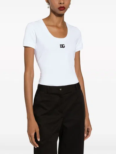 Dolce & Gabbana Logo-embroidered Cotton-blend T-shirt