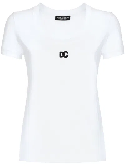 Dolce & Gabbana Logo-embroidered Cotton-blend T-shirt