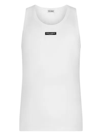 Dolce & Gabbana Men's Logo-patch Tank Top In White