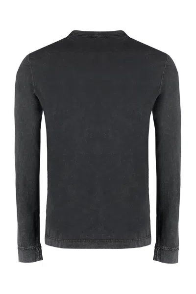 Dolce & Gabbana Long Sleeve Cotton T-shirt In Black
