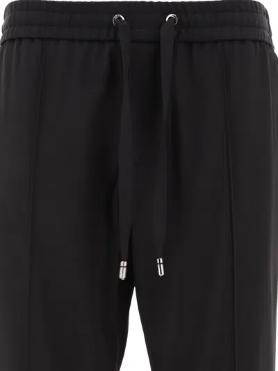 Dolce & Gabbana Wool Drawstring Track Pants In Black