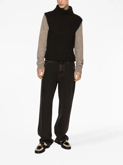 Dolce & Gabbana Two-tone Wool And Alpaca Turtle-neck Sweater