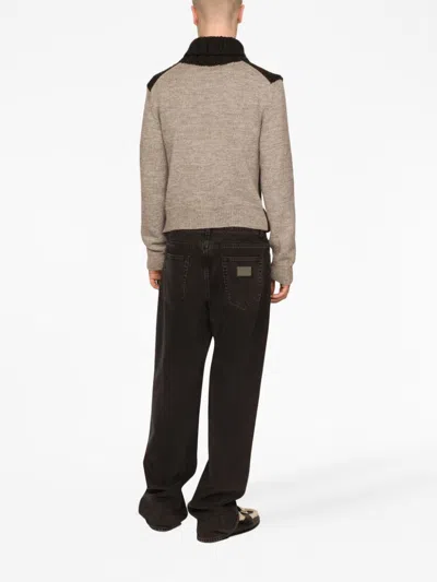 Dolce & Gabbana Two-tone Wool And Alpaca Turtle-neck Sweater