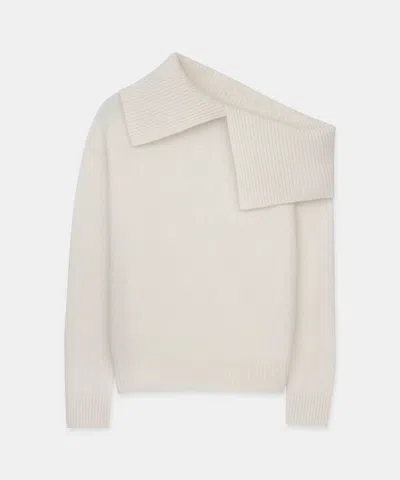 Naadam Luxe Cashmere Collared Asymmetrical Sweater In White