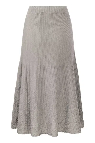 Elisabetta Franchi Metallic Ribbed Viscose Midi Skirt