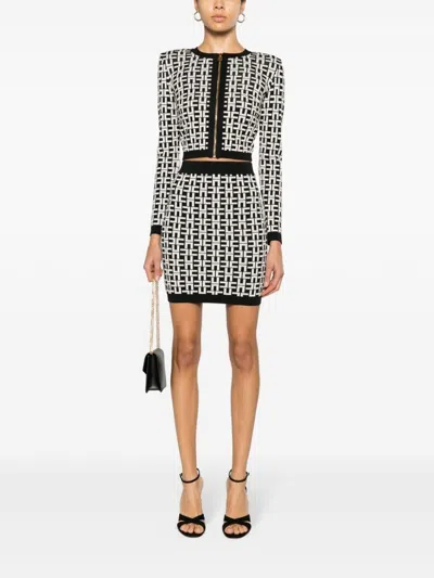 Elisabetta Franchi Viscose Jacquard Mini Cardigan In Black