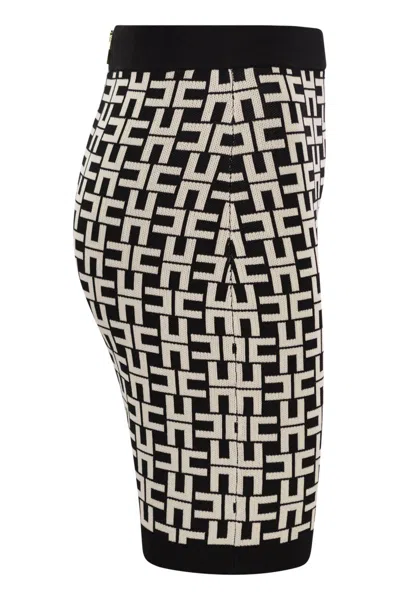 Elisabetta Franchi Viscose Logo Jacquard Miniskirt
