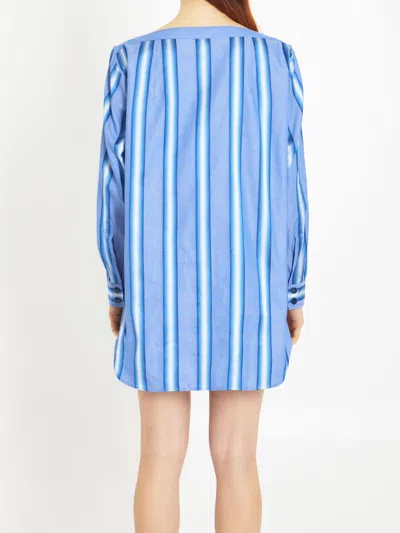 Etro Off-the-shoulder Embroidered Striped Cotton And Silk-blend Mini Shirt Dress