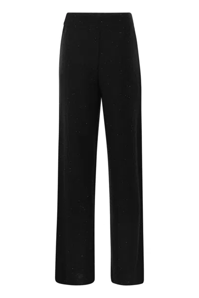 Fabiana Filippi Wool And Silk Trousers With Sequins In Black
