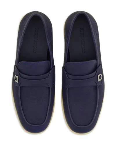 Ferragamo Leather Loafers With Gancini Ornament