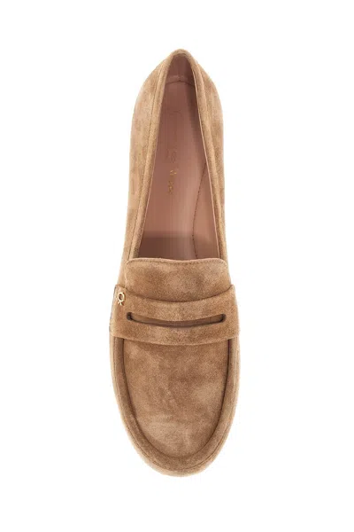 Gianvito Rossi Giorgia Loafers Suede Finish Mini Logo
