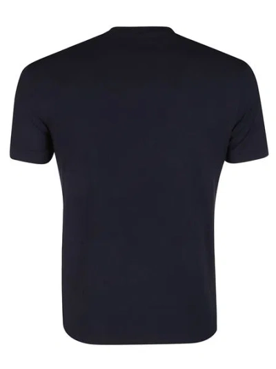 Giorgio Armani Wool Jersey Crew-neck T-shirt With A Striped Motif In Blue