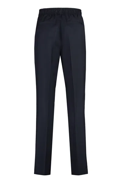 Givenchy Mens Satin-panel Flared Wool-blend Trousers Navy