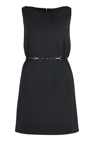 Gucci Mini Abito In Crepe Nero Donna