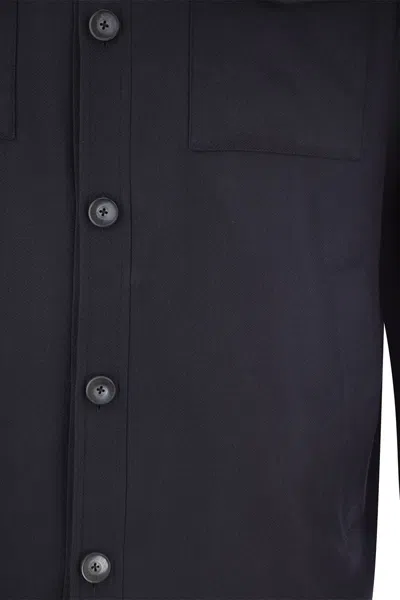 Herno Snap Front Chest Flap Pocket Brushed Wool Cashmere Blend Lined Shirt Jacket