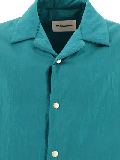 Jil Sander Green Nylon Overshirt With Boxy Fit