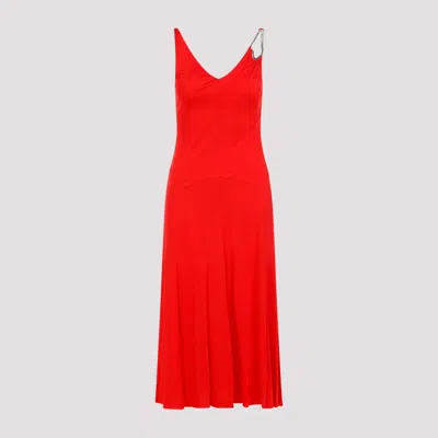 Lanvin Red Flame Sleeveless A-line Midi Dress