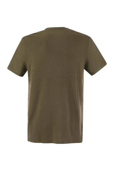 Majestic Crew-neck And Short-sleeved T-shirt In Linen
