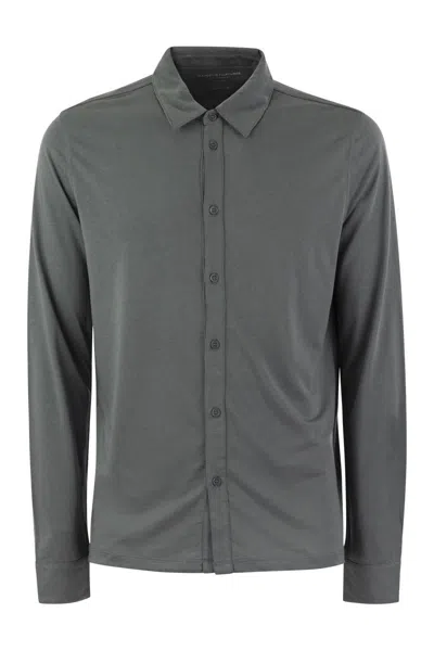 Majestic Long-sleeved Shirt In Lyocell And Cotton In Gray