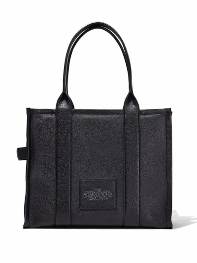 Marc Jacobs 'the Large Tote Bag' Black Shoulder Bag With Logo Lettering