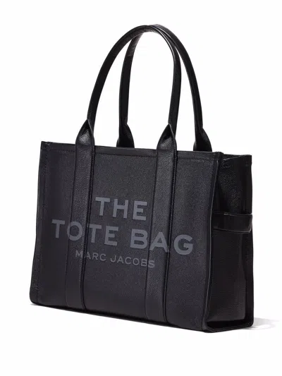 Marc Jacobs 'the Large Tote Bag' Black Shoulder Bag With Logo Lettering