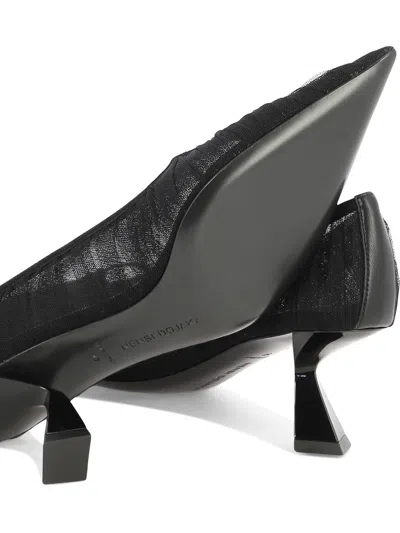 Nensi Dojaka Pointed Toe Mesh Overlay Sculptural Heel Pumps In Black