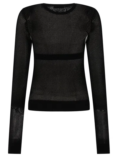 Off-white Sleek Black Net Arrow Top For Women