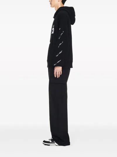 Off-white Embroidered Brushed Cotton Hoodie
