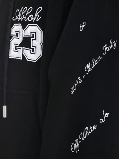 Off-white Embroidered Brushed Cotton Hoodie