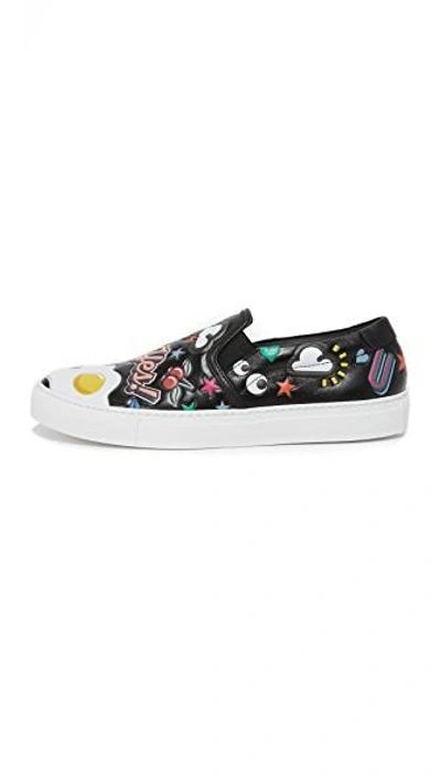 Shop Anya Hindmarch Skater Sneakers With Allover Stickers In Black