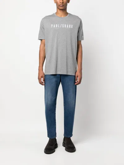 Paul & Shark Crew Neck Lightweight T-shirt In Gray